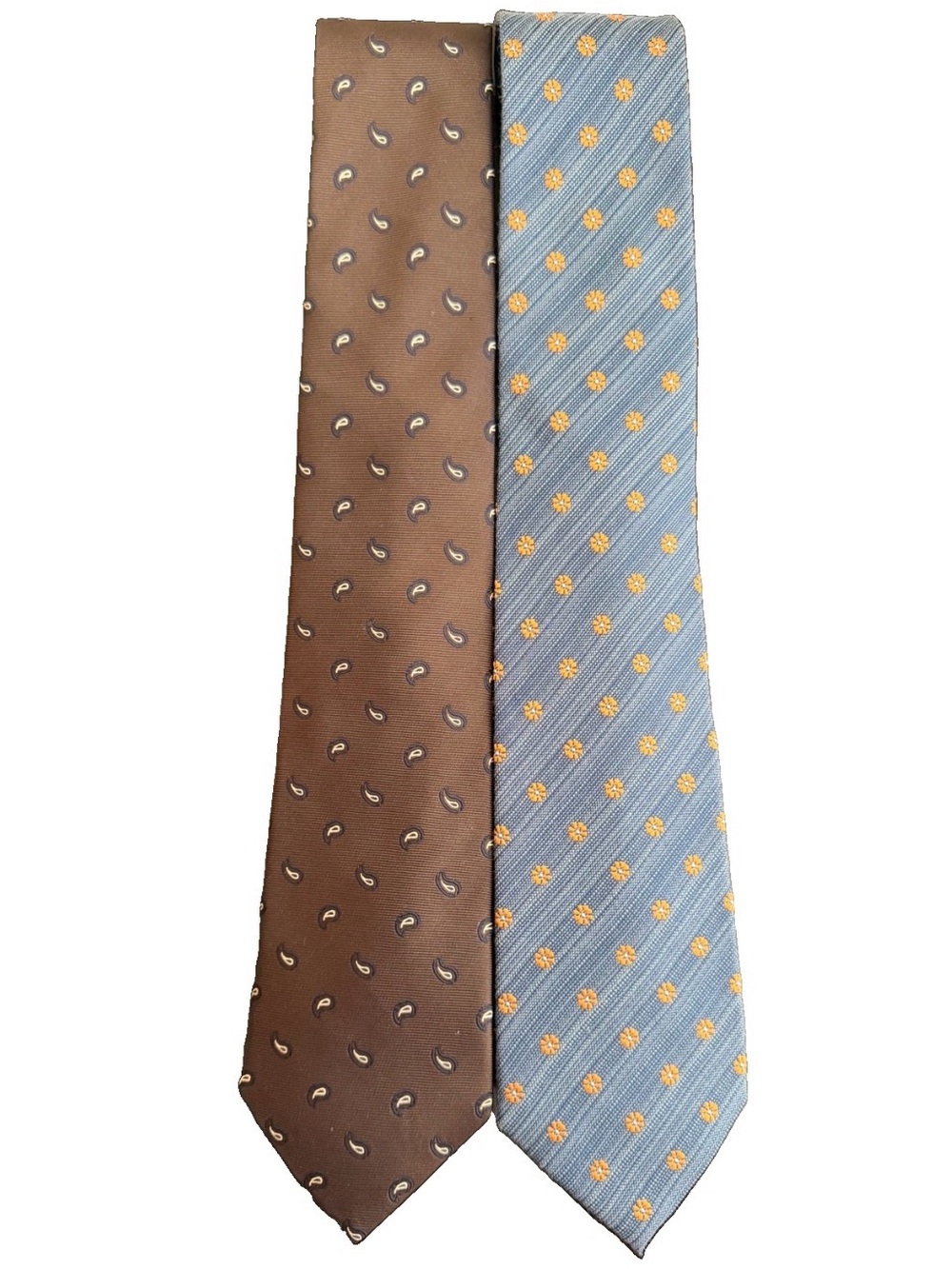 SuitSupply Silk Tie Set - Brown Paisley & Blue Floral